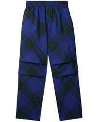 Burberry - Check-Pattern Twill Trousers - Lyst