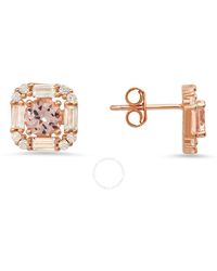 Kylie Harper - 14k Rose Gold Over Silver Morganite Cz Halo Stud Earrings - Lyst