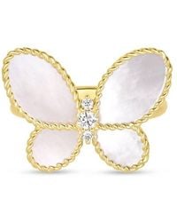 Roberto Coin - 18K Jasmine Diamond & Mother Of Pearl Butterfly Ring - Lyst