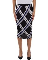 Burberry - Checked Silk Skirt - Lyst