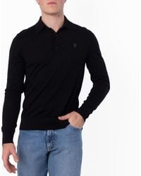 Burberry - Logo Embroidered Long-Sleeved Polo Shirt - Lyst