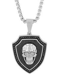 Robert Alton - 1/2Ctw Diamond Stainless Steel With & Finish Skull Pendant - Lyst