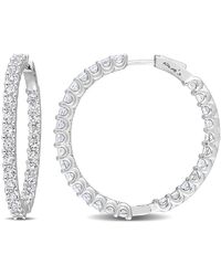 Amour - 8 3/8 Ct Tgw Created Sapphire Inside-Outside Hoop Earrings - Lyst
