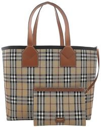 Burberry - Large Canvas And Leather London Tote Bag - Lyst