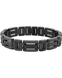 Robert Alton - 1/6Ctw Diamond Stainless Steel With Finish H-Link Bracelet - Lyst
