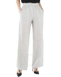 Burberry - Seighford Monogram Print Silk-Twill Wide-Leg Trousers, Brand Size 10 (Us - Lyst