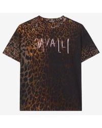 Roberto Cavalli - Leopard Print Cotton T-Shirt - Lyst