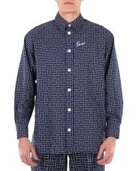 KENZO - Embroidered Logo Check Pattern Shirt - Lyst