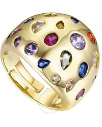 Rachel Glauber - 14k Gold Plated With Rainbow Gemstone Cubic Zirconia Dome Ring - Lyst