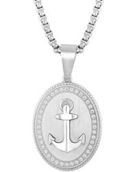 Robert Alton - 3/8Ctw Diamond Stainless Steel Anchor Medallion Pendant - Lyst