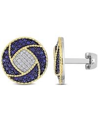 Amour - 1 1/2 Ct Tgw Sapphire And 1/3 Ct Tw Diamond Cufflinks - Lyst