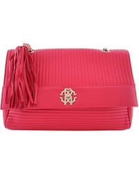 Roberto Cavalli - Tulip Leather Flap Shoulder Bag With Tassel - Lyst