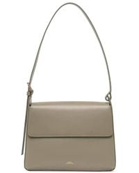 A.P.C. - Vert Taupe Leather Virginie Flap Bag - Lyst