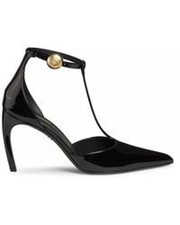 Ferragamo - Odette 85 Mm Patent Leather T-Strap Pumps, Size 10 - Lyst