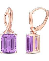 Amour - 6 1/3 Ct Tgw Octagon Rose De France And Topaz Leverback Earrings - Lyst