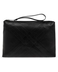 Burberry - Check Embossed Clutch Bag - Lyst