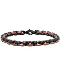 Robert Alton - Stainless Steel With & Finish Oval Link Bracelet - Lyst