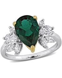 Created Forever - 2 3/4Ct Tgw Created Emerald And 4/5Ct Tw Lab-Grown Diamond Fashion Ring - Lyst