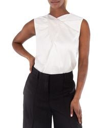 Burberry - Draped Satin-Back Crepe Top, Brand Size 8 (Us - Lyst