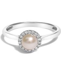 Haus of Brilliance - 10K 5Mm Cultured Freshwater Pearl And Diamond Halo Ring (I-J Color, I1-I2 Clarity) - Lyst