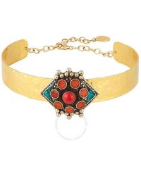 Devon Leigh - 18k Gold Plated Brass & Coral Choker Necklace N5755 - Lyst