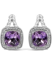 Haus of Brilliance - Sterling Cushion Cut Amethyst And Diamond Accent Halo Drop Earrings - Lyst