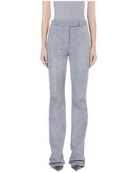 Ferragamo - Suede Straight-Leg Tailored Trousers, Brand Size 38 Us - Lyst