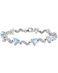Amour - 8 2/5 Ct Tgw Topaz And Diamond Heart S-Link Bracelet - Lyst