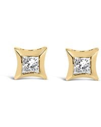 Haus of Brilliance - 10K 1/5 Cttw Invisible Set Princess-Cut Diamond Stud Earrings (H-I Color, Si2-I1 Clarity) - Lyst