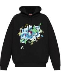 KENZO - Peonies Embroidered Oversized Cotton Hoodie - Lyst