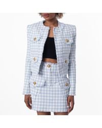 Balmain - Gingham Tweed Jacket - Lyst