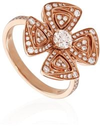 BVLGARI - Fiorever 18K Rose Diamond Ring - Lyst
