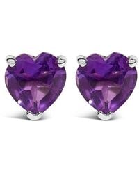 Haus of Brilliance - 14K 5Mm Heart Cut Amethyst Solitaire Stud Earrings - Lyst