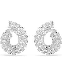 Swarovski - Matrix Hoop Earrings, Mixed Round Cuts, Rhodium Plated - Lyst