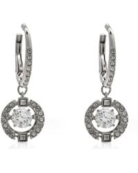 Swarovski - Rhodium Plated Sparkling Dance Pierced Earrings - Lyst