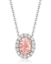 Brilliant Diamond - 1.20 Carat Lab Grown Halo Oval Pendant Necklace - Lyst