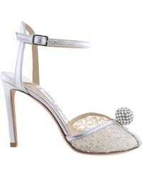 Jimmy Choo - Sacora 100Mm Glitter Tule Heel Sandals, Brand Size 34.5 Us - Lyst