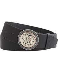 Roberto Cavalli - Leather Rc Logo Medallion Buckle Belt, Cm - Lyst