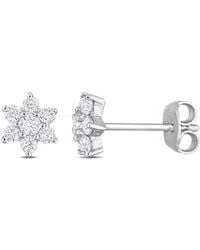 Amour - 1/2 Ct Tgw Created Moissanite Floral Stud Earrings - Lyst