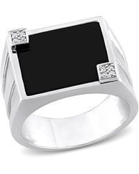 Amour - 5 Ct Tgw Square Onyx And Diamond Accent Ring - Lyst