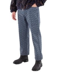 KENZO - Geometric-Pattern Denim Pants, Waist - Lyst