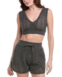 Brunello Cucinelli - Charcoal Crochet Knit Crop Top, Size Medium - Lyst