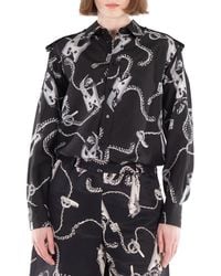 Burberry - Long-Sleeve Knight Hardware Silk Shirt, Brand Size 10 (Us - Lyst