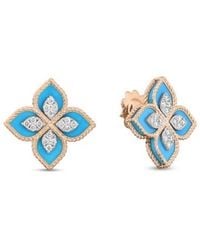 Roberto Coin - 18K Rose Venetian Princess Diamond & Flower Stud Earrings - Lyst