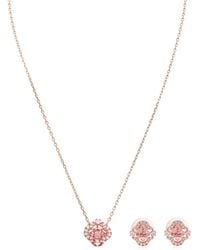 Swarovski - Rose-Tone Plated Sparkling Dance Earring And Necklace Set - Lyst