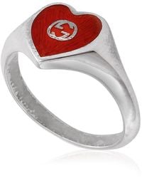 Gucci - Ladies Interlocking G Enamel Heart Ring - Lyst