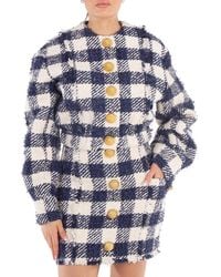 Balmain - Tweed Crop Bomber Jacket - Lyst