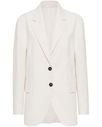 Brunello Cucinelli - Off Linen Blend Blazer, Brand Size 42 (Us - Lyst