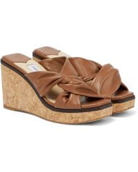 Jimmy Choo - Narisa 90 Leather Wedge Sandals, Brand Size 34 Us - Lyst