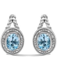 Haus of Brilliance - Sterling Oval Topaz And Diamond Accent Twist And Halo Drop Earrings - Lyst